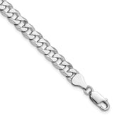 Sterling Silver Rhodium-Rhodium-Plated 6mm Beveled Curb Chain